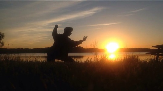 Silhouette practice at sunset